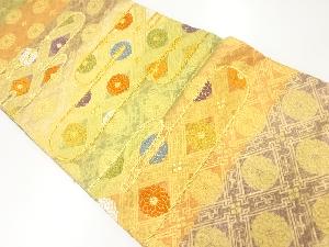 ヱ霞に菊模様織出し袋帯